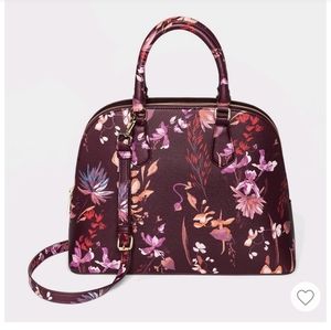 Floral Print Dome Satchel Handbag